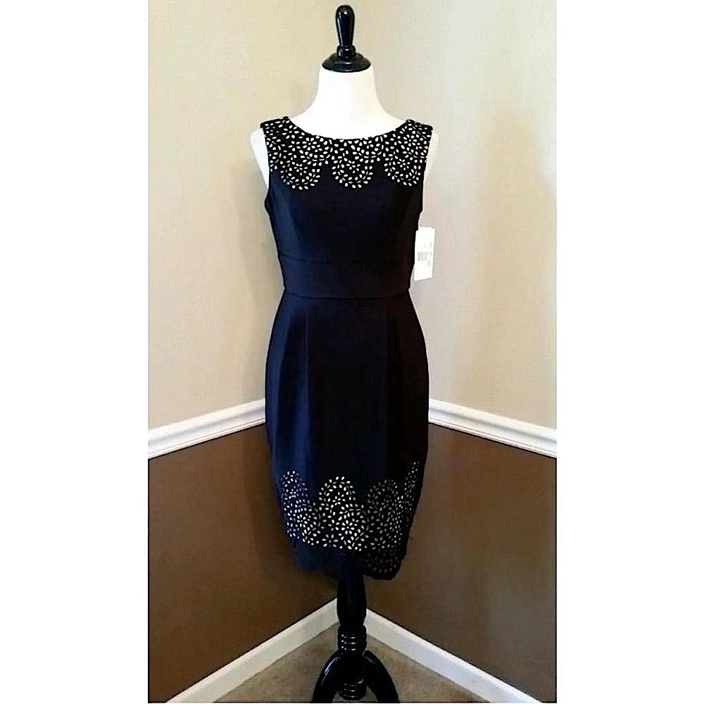 Black & Beige Cutouts Knee Length Sleeveless Dress ModCloth Sangria Size 6